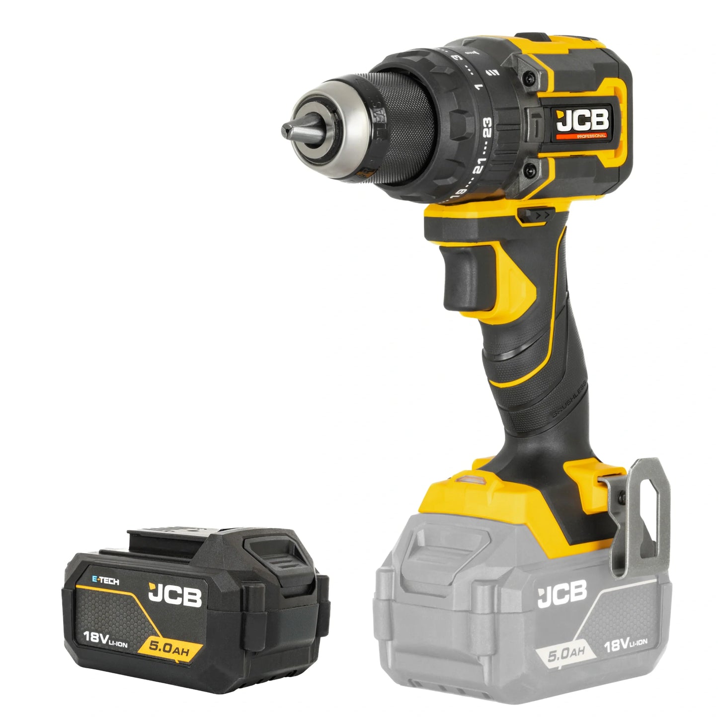 Wiertarko-wkrętarka akumulatorowa z udarem JCB 18PCD-75 75 Nm – wiertarko wkrętarka z udarem bezszczotkowa, widok produktu