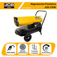 Nagrzewnica olejowa na olej napędowy JCB 37 kW – do hali i warsztatu z termostatem