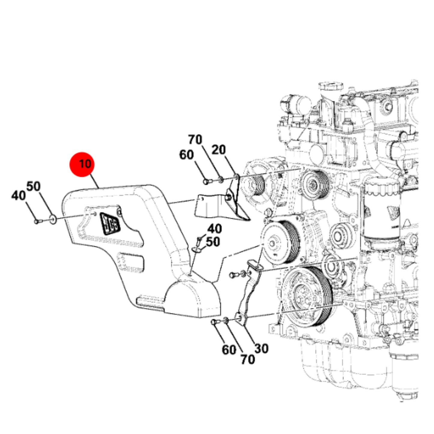 JCB Osłona Paska Koparka Ładowarka 3CX 4CX 333/D4509 Oryginał