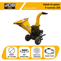Rębak spalinowy do gałęzi JCB 15 KM 120 mm – rozdrabniacz 4-suwowy do drewna
