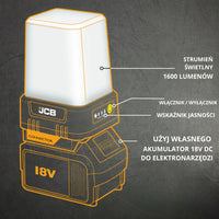 JCB Lampa 1600 lm zasilana akumulatorem elektronarzędzia