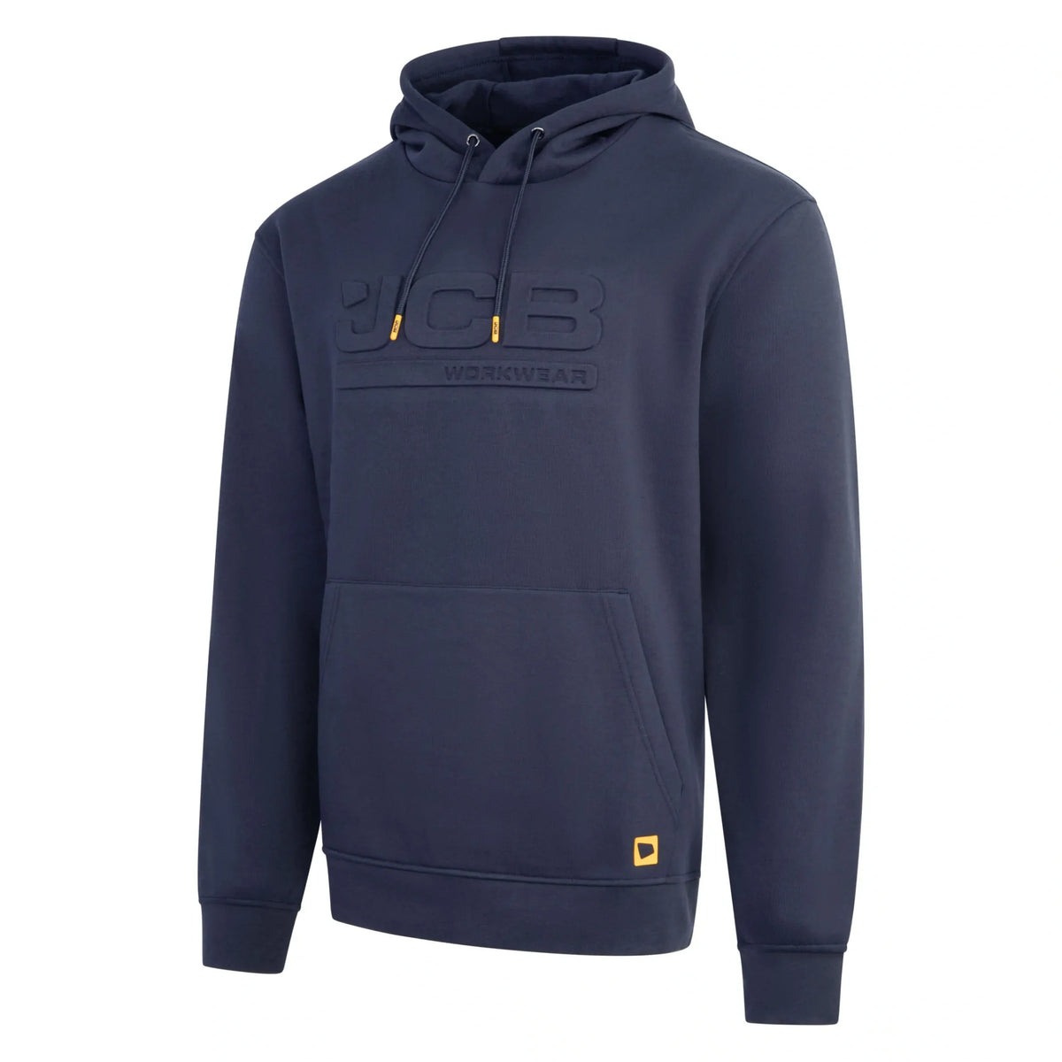 Bluza robocza JCB z kapturem kolor granatowy z logo 3D, widok z przodu