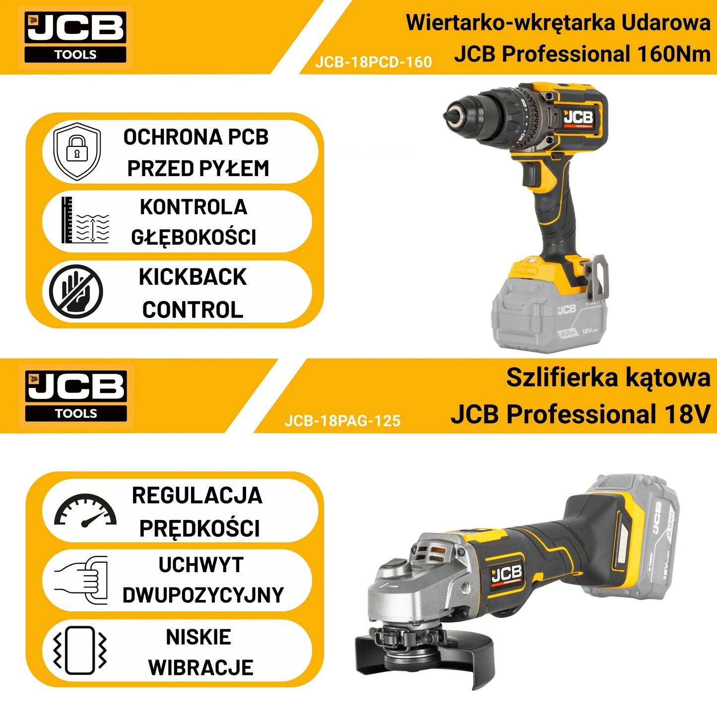 Wiertarka udarowa JCB 160Nm – wiertarko wkrętarki