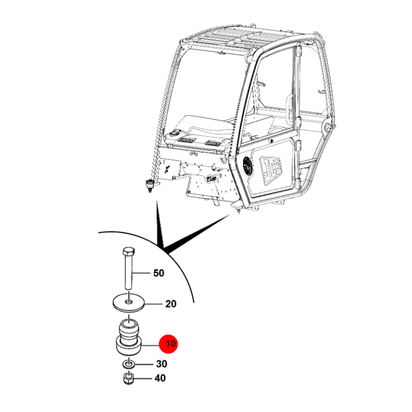 JCB Poduszka, Odbojnik Pod Kabinę Koparka Ładowarka 263/24405 Oryginał