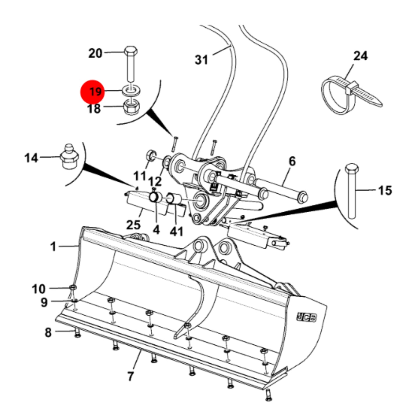 JCB Podkładka Sprężysta M10 Koparka Ładowarka 3CX 4CX 1425/0008Z Oryginał
