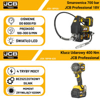 Zestaw elektronarzędzi akumulatorowych JCB 18V 5 Ah 700 bar – z akumulatorem i ładowarką