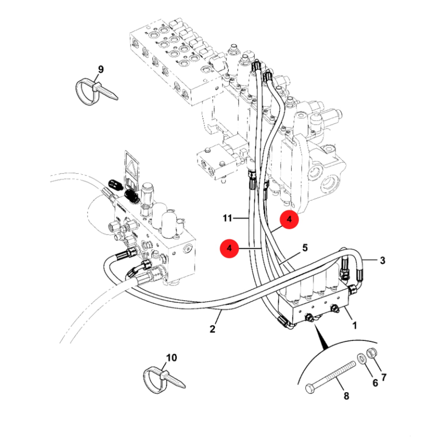 JCB Wąż Hydrauliczny Koparka Ładowarka 11AP/BA074 Oryginał