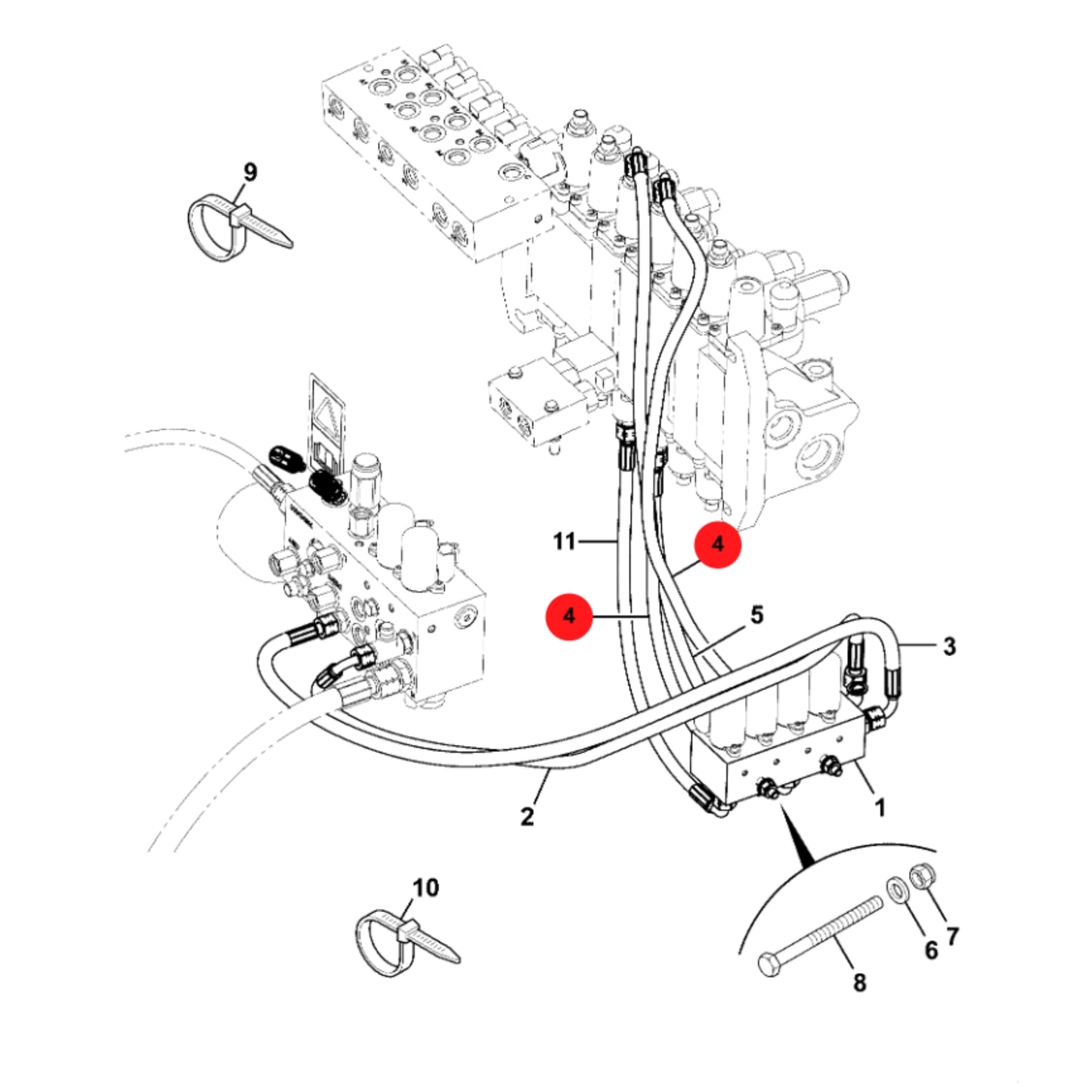 JCB Wąż Hydrauliczny Koparka Ładowarka 11AP/BA074 Oryginał