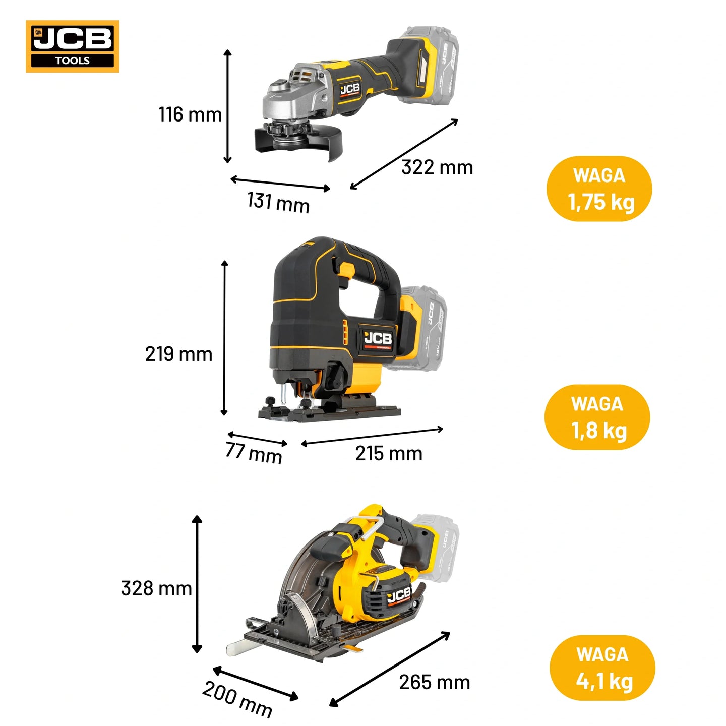 Zestaw elektronarzędzi akumulatorowych JCB 160Nm – zestaw narzędzi z wkrętarka