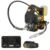 Smarownica akumulatorowa JCB 18PGG-VS z elastycznym wężem końcówką smarującą podwójną ładowarką i akumulatorem JCB 2.0Ah