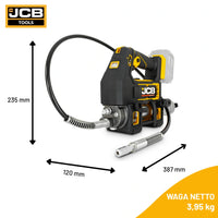 Smarownica akumulatorowa JCB 18PGG-zestaw-1 z wymiarami 235×120×387 mm waga netto 3,95 kg